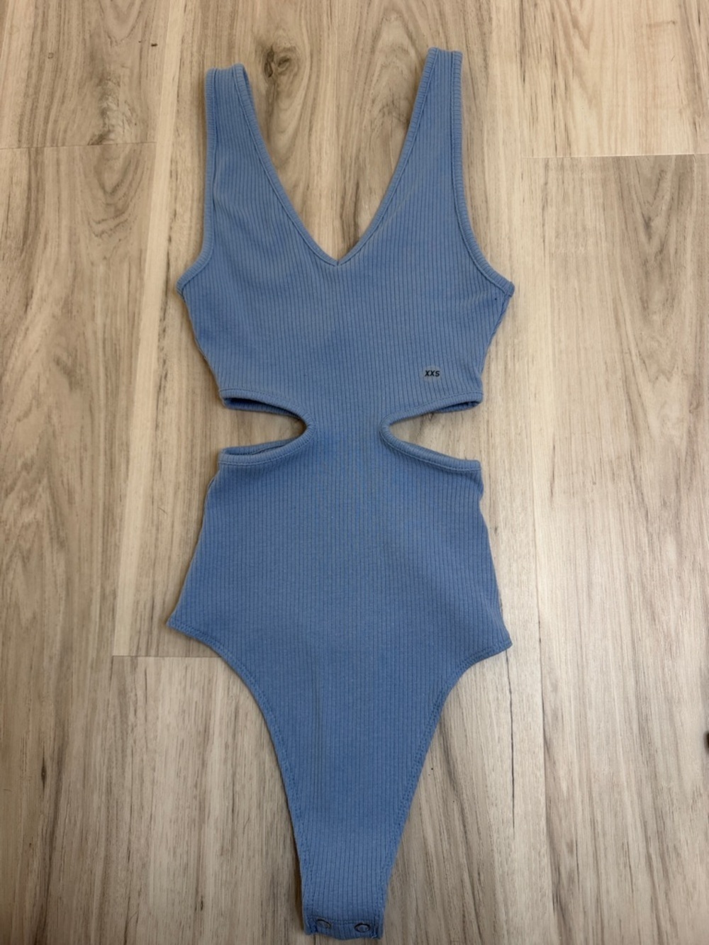 NWT Ribbed Cutout One-Piece Bodysuit- Blue size XXS